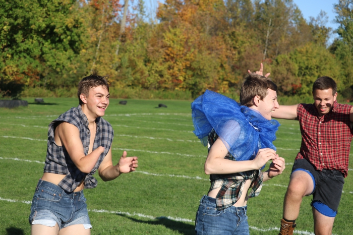 T.J. Reff, pictured on the left cheering on the juniors at the recent powderpuff game, was featured on NNY360.com for his individual success on the varsity soccer team this season.