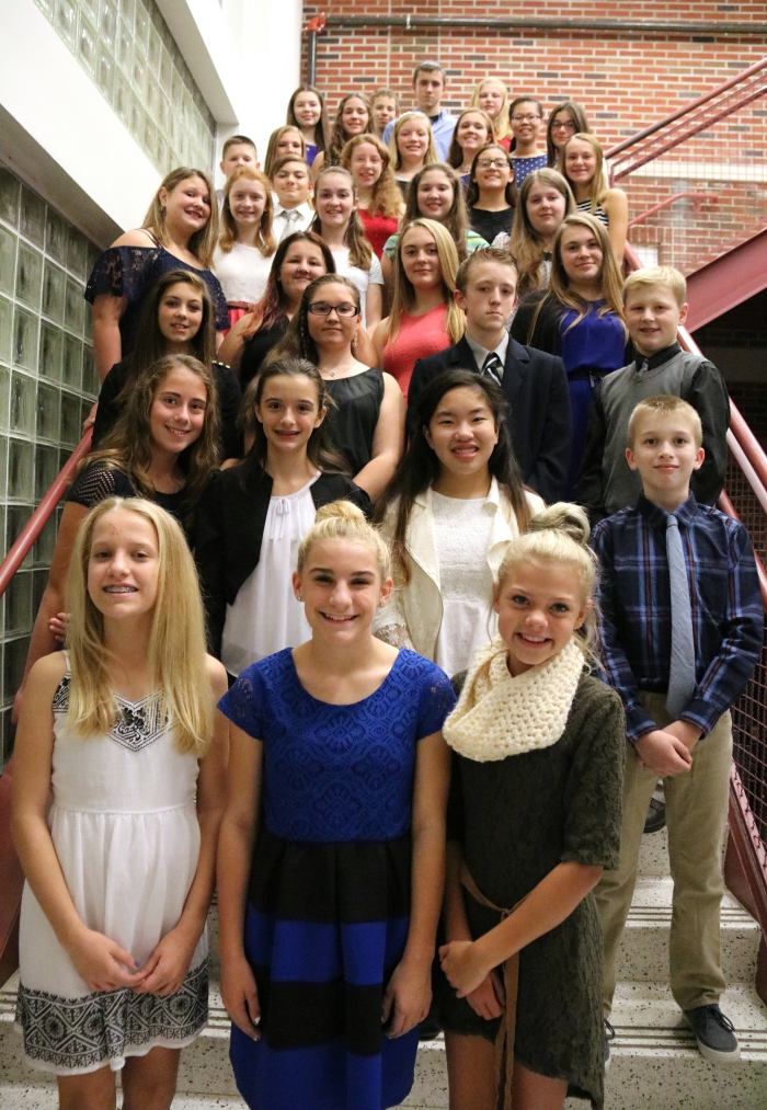 Members of the Sandy Creek Chapter of the National Junior Honor Society are pictured at their recent induction ceremony.