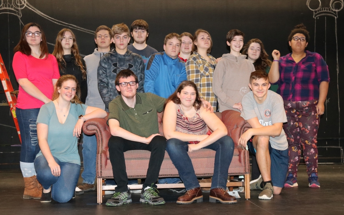 The cast of the The Beverly Hillbillies pose for a photo during a recent rehearsal at Sandy Creek High School.