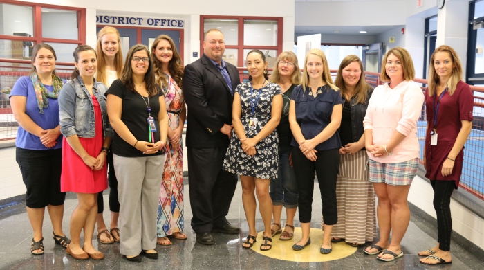 New teaching and leadership in the Sandy Creek Central School District stopped for a photo during orientation in preparation for the start of the school year.