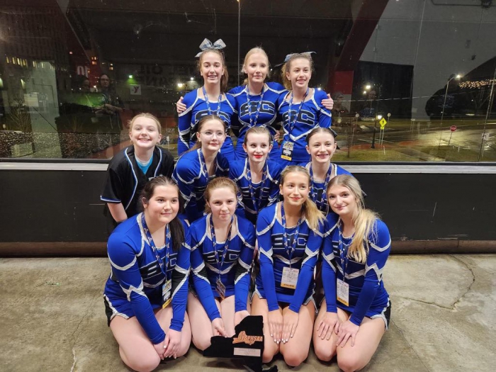 The Sandy Creek Cheer Team took third place for Class D at the NYSPHSAA Competitive Cheerleading Championship.