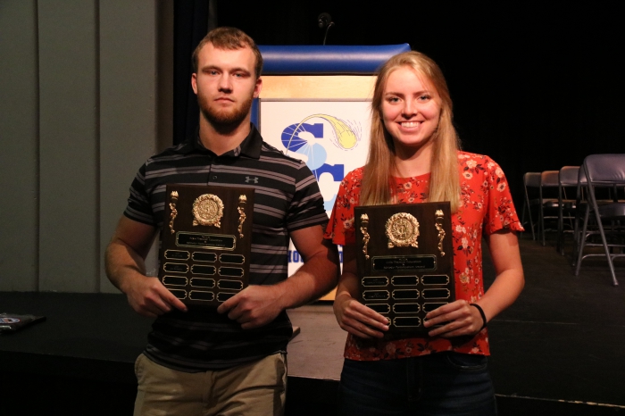 Athletic Participation award was presented to the top male and female athletes, Joe Benedict, left, and Allison Burrows, right.