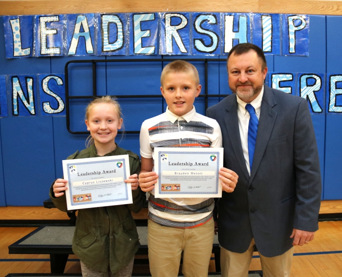 Cyprus Liszewski and Brayden Metott were the first recipients of the ‘Leadership Award’ presented by Sandy Creek Elementary School Principal Tim Filiatrault. The school held a special awards ceremony where students were recognized for exhibiting the character traits of the seven habits of the Leader in Me.