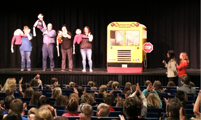 Puppeteers included bus drivers Lisa Manchester, Roy Allen, Amanda LaRock and Melissa Goodsell; who shared through song and puppets important safety lessons on and around a school bus. 