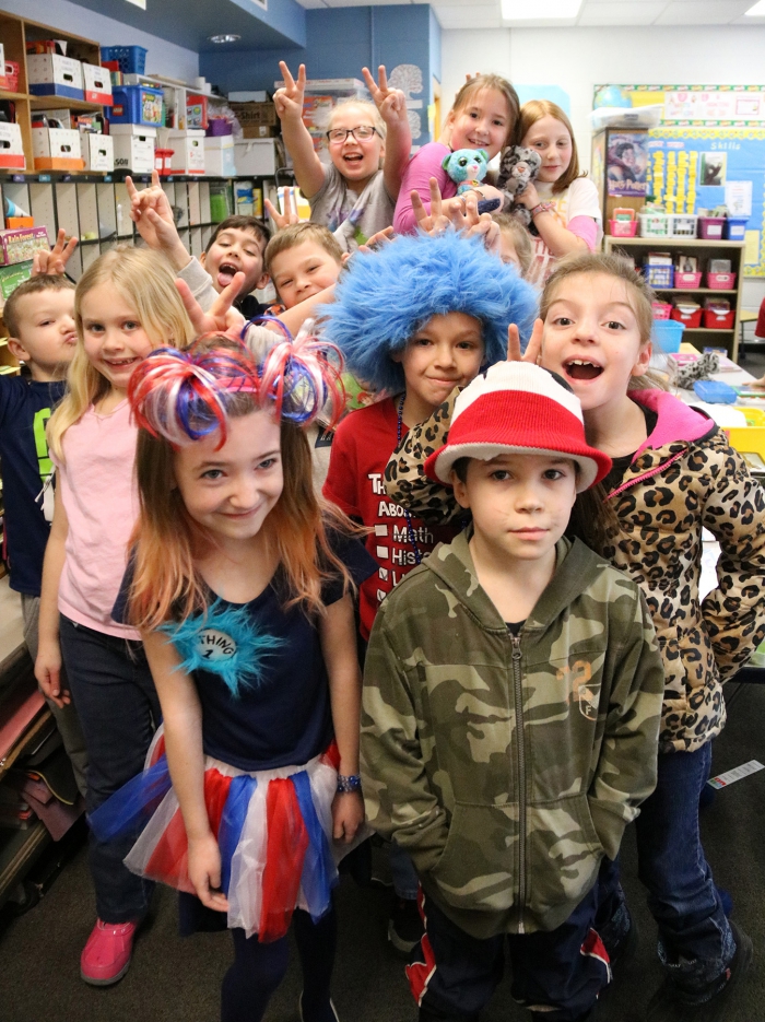 Students in Mrs. Allen’s class showed their enthusiasm for Dr. Seuss as they celebrated in class.