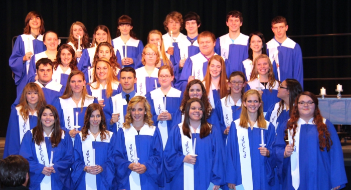 New members of the Carpe Diem Chapter of the National Honor Society at Sandy Creek High School join current members following the induction ceremony held recently at the school. Twelve new inductees were sworn in as members during the ceremony. 
