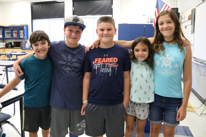 Sixth grade orientation was the perfect opportunity for students to greet friends they haven't seen since school ended in June.